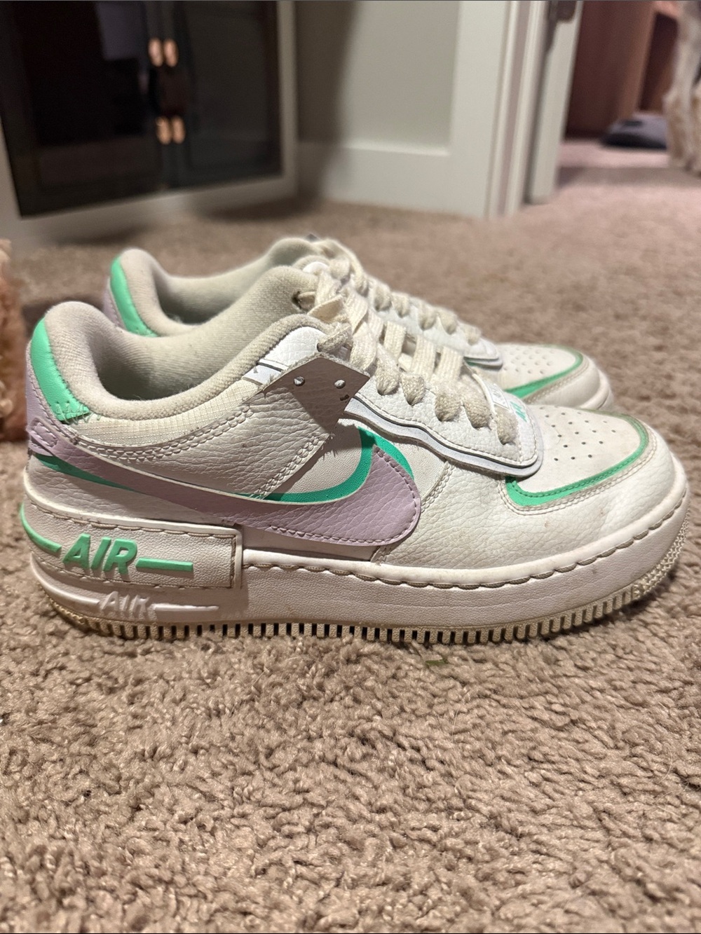 Nike Women’s AF1 in White with Mint & Lavender Accents